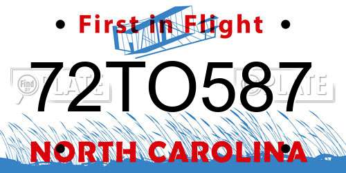 72TO587 North Carolina License Plate