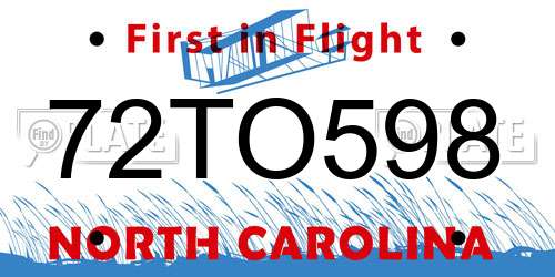 72TO598 North Carolina License Plate