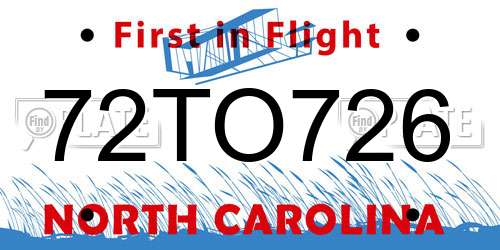 72TO726 North Carolina License Plate