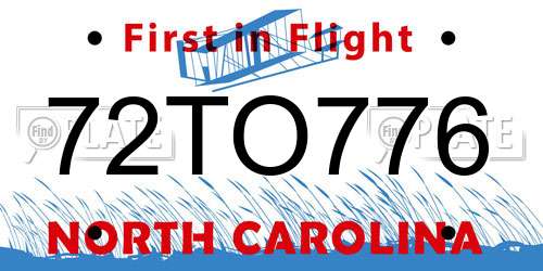 72TO776 North Carolina License Plate