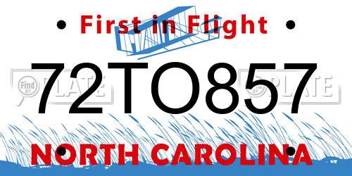 72TO857 North Carolina License Plate