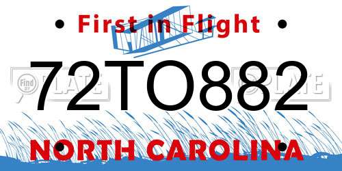 72TO882 North Carolina License Plate