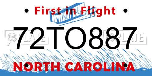 72TO887 North Carolina License Plate