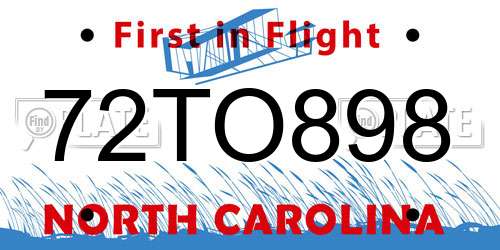 72TO898 North Carolina License Plate
