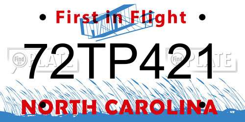 72TP421 North Carolina License Plate