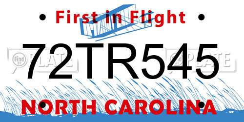 72TR545 North Carolina License Plate