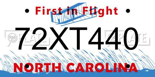 72XT440 North Carolina License Plate