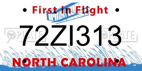 72ZI313 North Carolina License Plate