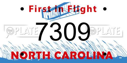 7309 North Carolina License Plate