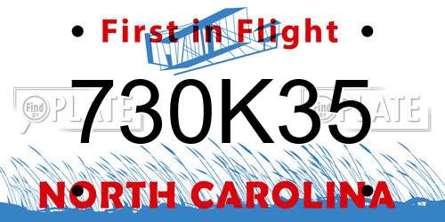 730K35 North Carolina License Plate