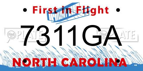 7311GA North Carolina License Plate