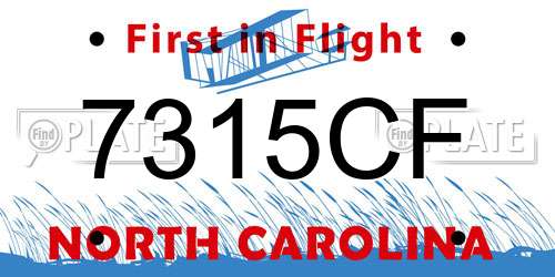 7315CF North Carolina License Plate