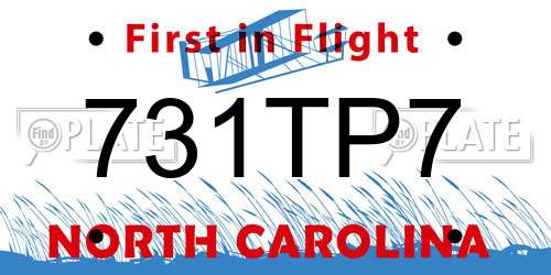 731TP7 North Carolina License Plate