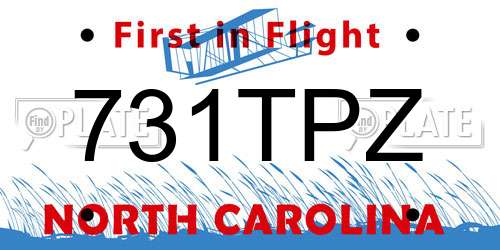 731TPZ North Carolina License Plate