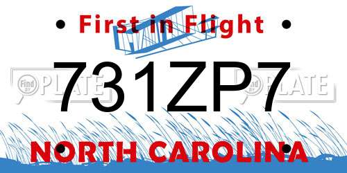 731ZP7 North Carolina License Plate