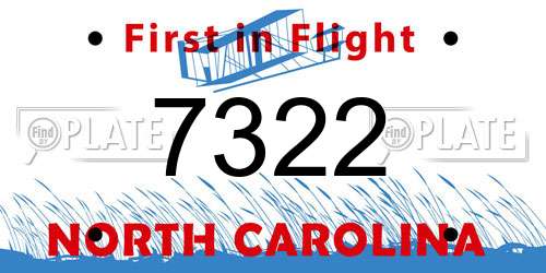 7322 North Carolina License Plate