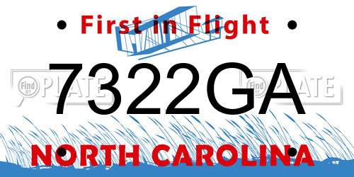 7322GA North Carolina License Plate