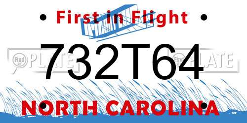 732T64 North Carolina License Plate
