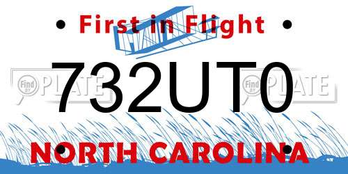 732UT0 North Carolina License Plate