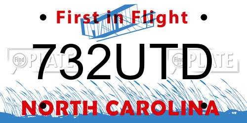 732UTD North Carolina License Plate