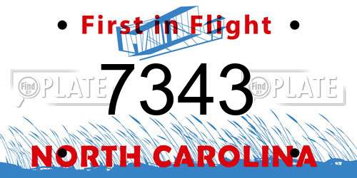 7343 North Carolina License Plate