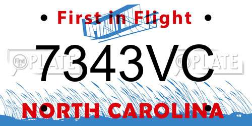 7343VC North Carolina License Plate