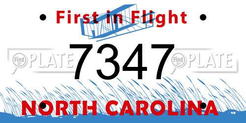 7347 North Carolina License Plate