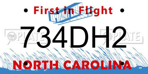 734DH2 North Carolina License Plate