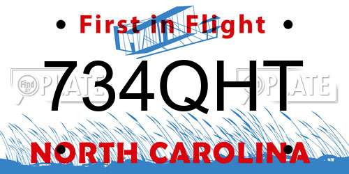734QHT North Carolina License Plate