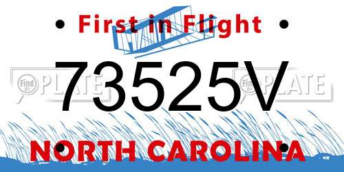 73525V North Carolina License Plate