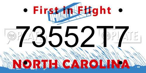 73552T7 North Carolina License Plate