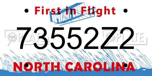 73552Z2 North Carolina License Plate