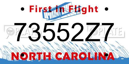 73552Z7 North Carolina License Plate