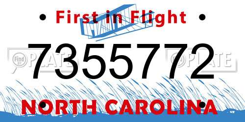 7355772 North Carolina License Plate