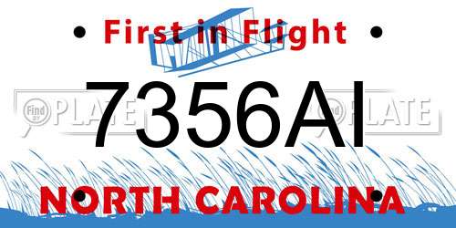 7356AI North Carolina License Plate