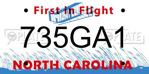 735GA1 North Carolina License Plate