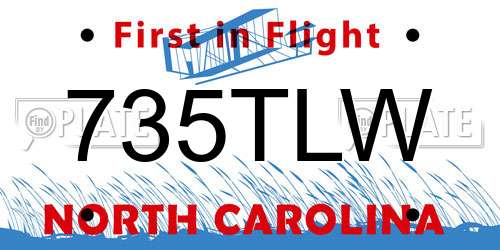 735TLW North Carolina License Plate