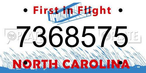 7368575 North Carolina License Plate