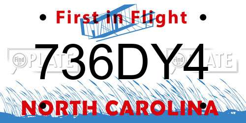 736DY4 North Carolina License Plate