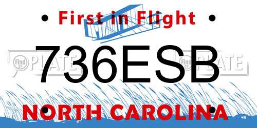 736ESB North Carolina License Plate