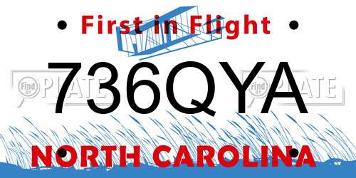 736QYA North Carolina License Plate