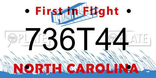 736T44 North Carolina License Plate