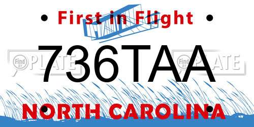 736TAA North Carolina License Plate