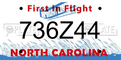 736Z44 North Carolina License Plate