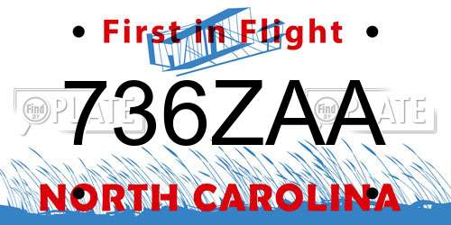 736ZAA North Carolina License Plate