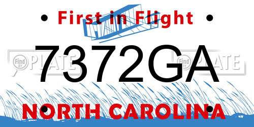 7372GA North Carolina License Plate