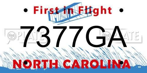 7377GA North Carolina License Plate