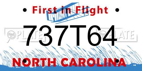 737T64 North Carolina License Plate