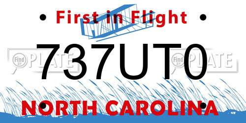 737UT0 North Carolina License Plate
