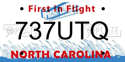 737UTQ North Carolina License Plate